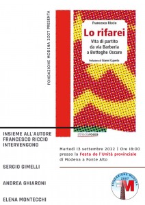 Invito presentazione libro di Riccio Festa prov Unità