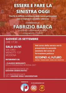Conferenza dott Barca ESSERE E FARE LA SINISTRA OGGI